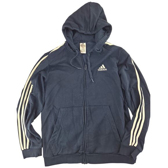 adidas Other - Adidas | Navy Blue 3 Stripe Zip Up Hoodie | Size XL
